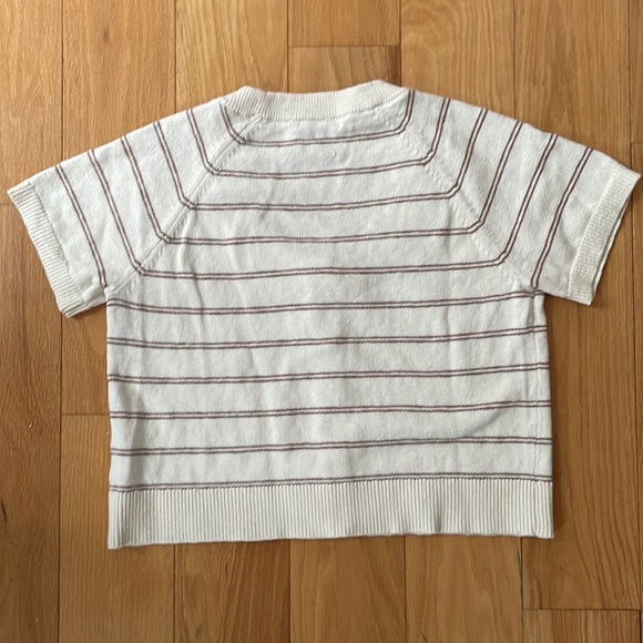 NWT Madewell Cream & Brown Linden Scoop Neck Cotton Cardigan - Medium - Picture 3 of 6